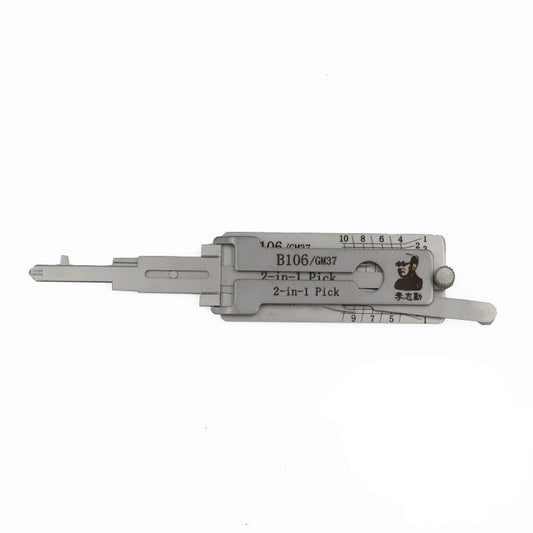 Original Lishi 2-in-1 Pick Decoder Tool GM37-AG For GM B106/107 Non-Warded 10 Cuts Anti Glare Type