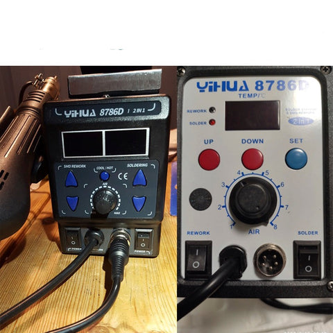 YIHUA 8786D Digital Soldering iron Hot Air Solder Rework Station Electronic Repair BGA Hot Gun Soldering Station