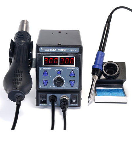 YIHUA 8786D Digital Soldering iron Hot Air Solder Rework Station Electronic Repair BGA Hot Gun Soldering Station